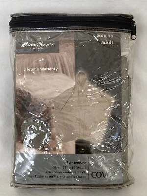 Eddie Bauer EB40011 ADULT PVC HOODED RAIN PONCHO 52” x 80” Extra Thick NEW O/S - Image 1 of 4