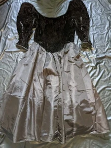 Gunne Sax by Jessica McClintock Dress Black Velvet Taffeta Size 5 Crinoline - Picture 1 of 20