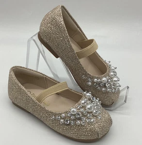Dream Pairs Girl's Aurora-03 Mary Jane Ballerina Flat, Gold/Glitter, Size 7M NIB - Picture 1 of 12