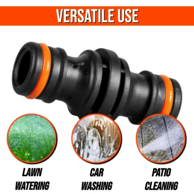 2 Way Garden Hose Connector Joiner Coupler Watering Water Pipe Tap Male Black - Image 1 of 4