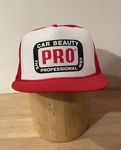 Vintage Red Pro Car Beauty The Professional Way Trucker SnapBack Hat - Picture 1 of 5