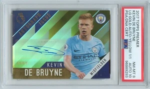 2017 Topps Premier League Kevin de Bruyne Gold Auto Yellow Prizm 1/1 PSA 8 AU 10 - Picture 1 of 2
