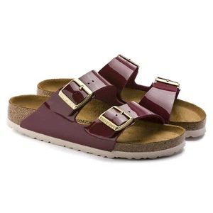 Birkenstock Arizona 36 37 40 schmal Patent Bordeaux Sandalen 1013068 NEU
