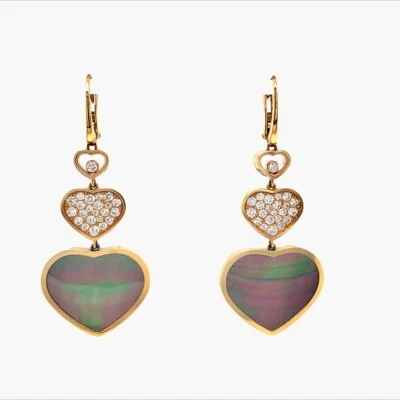 Pendientes Chopard Happy Hearts Triple Gota/Perla Oro 18k. PVP £9510 Foto 1 de 4