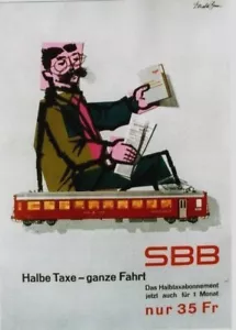 Original vintage poster SBB SWISS RAILWAYS SAVINGS 1960 - Picture 1 of 1