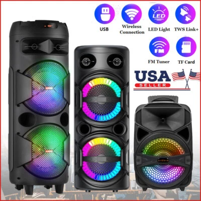6000 W 8" Tragbarer Bluetooth Lautsprecher Drahtloser Subwoofer Soundsystem Party mit Mikrofon - Bild 1 von 4