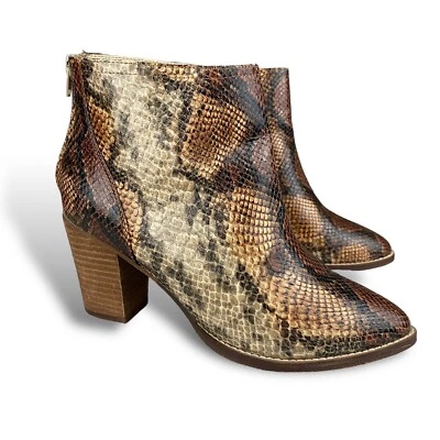 Botines Zigi Soho Boho Estampado Piel de Serpiente Cremallera Tacón Bloque Talla 10 Foto 1 de 4