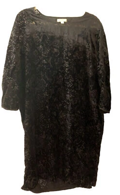 Vestido Silence and Noise S Negro Terciopelo Burnout Recortado Espalda Mangas Dolman Foto 1 de 4