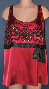 Womens Lane Bryant Size 28 Red and Black Sleeveless Blouse - Picture 1 of 13