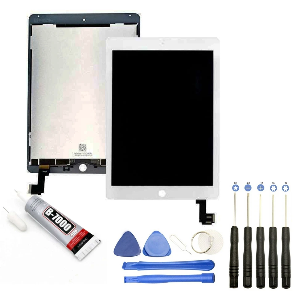 VISIODIRECT ECRAN COMPLET: VITRE + ECRAN LCD POUR iPad Air 2 BLANC A1566 A1567 +OUTILS+COLLE