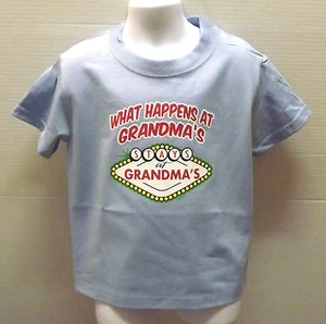 WHAT HAPPENS AT GRANDMA'S STAYS AT GRANDMA'S Las Vegas Kids T-Shirt 2-4 To 14-16 - Picture 1 of 5