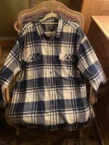 Patagonia Organic Cotton Flannel Mens XXL Blue White Plaid Button Up Long Sleeve - Picture 1 of 7