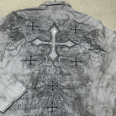 Camisa abotonada Roar Signature para hombre 3XL XXXL gris bordada doble cara Foto 1 de 4