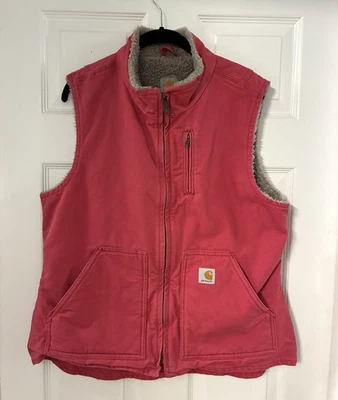 Chaleco Forrado Sherpa Rosa Carhartt Vintage WV001 Mujer’s Talla Chaqueta grande como nueva Foto 1 de 4
