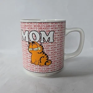 Garfield Cat Coffee Cup World's Greatest MOM Cartoon Ceramic Mug 1978 Enesco - Picture 1 of 6
