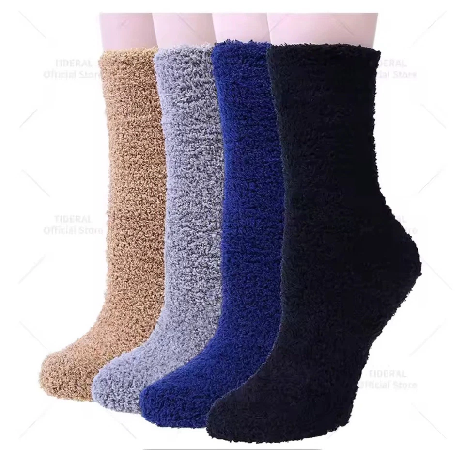 4 Pairs Women Winter Warm Fuzzy Socks Soft Fluffy Thermal Sleep Home Socks - Image 1 of 1