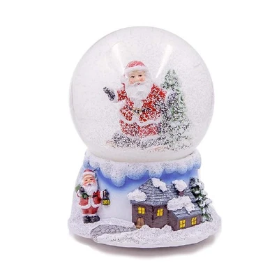Christmas Decoration Wind Up Musical Santa Claus Snow globe Shake Glitter Dome - Image 1 of 4