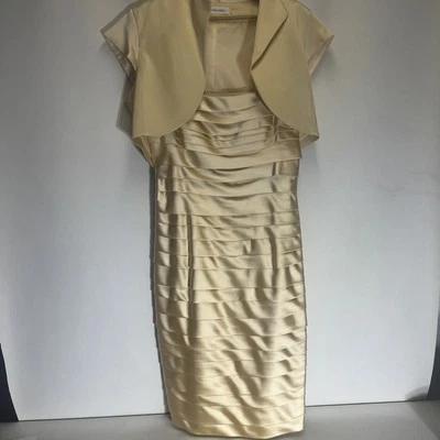 Cóctel Calvin Klein, boda cualquier evento formal! Vestido dorado con bolo talla 10 Foto 1 de 4