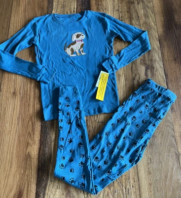 Conjunto de Pijama Leveret Azul Estampado Pata de Perro Talla 14 Años Niñas Nuevo con Etiquetas Camisa Pantalones Largos Foto 1 de 4