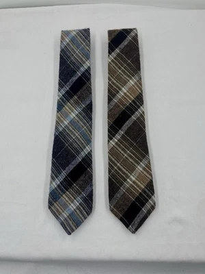 "Lote 2 corbatas de lana a cuadros vintage Woolcrofter de Wembley 54"" x 3"" tweed rústico" Foto 1 de 4