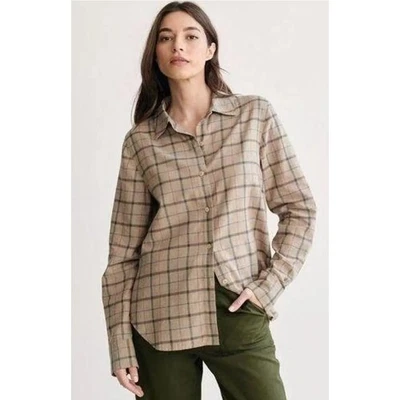 Jenni Kayne Lightweight Button Down Flannel in Taupe Plaid Size Medium - Image 1 of 4