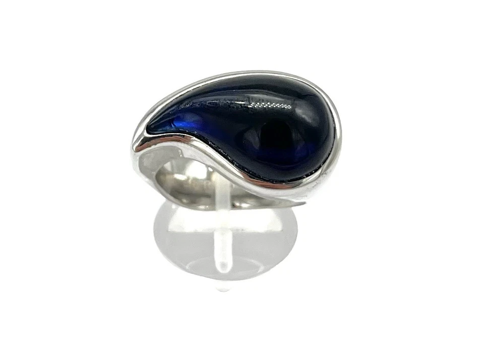 Modeschmuck Ring, Esprit, Edelstahl, simulierter Diamant, Cabochon, Blau, Gr. 57 - Bild 1 von 2