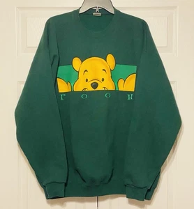 Vtg The Disney Store Sweatshirt Men's 2XL Green Winnie The Pooh 90's Crew Neck - Picture 1 of 4