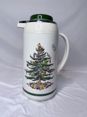 Vintage Spode Christmas Tree Thermal Carafe Thermos Pot  Coffee Tea Hot Water - Image 1 of 4