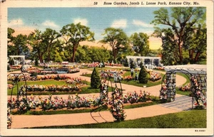 Rose Garden Jacob L Loose Park Kansas City Mo Dec 24 1941 Linen Postcard - Picture 1 of 4