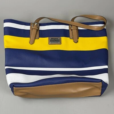 Bolso de Mano Kenneth Cole Reaction de Verano a Rayas Azul Marino/Amarillo/Blanco Imitación Cuero Foto 1 de 4