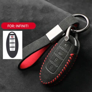 Full Suede Covered Key Fob Remote Protector Holder Cover Case For Infiniti FX35 - Picture 1 of 10