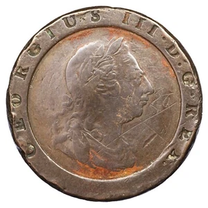 Royaume-Uni 2 pence 1797 Geroge III cuivre pièce de monnaie britannique KM-619 - Imagen 1 de 2