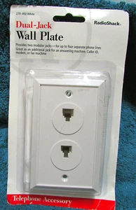 NEW Flush Mount Phone Modular DUAL JACK WALL Outlet PLATE RadioShack White - Zdjęcie 1 z 13