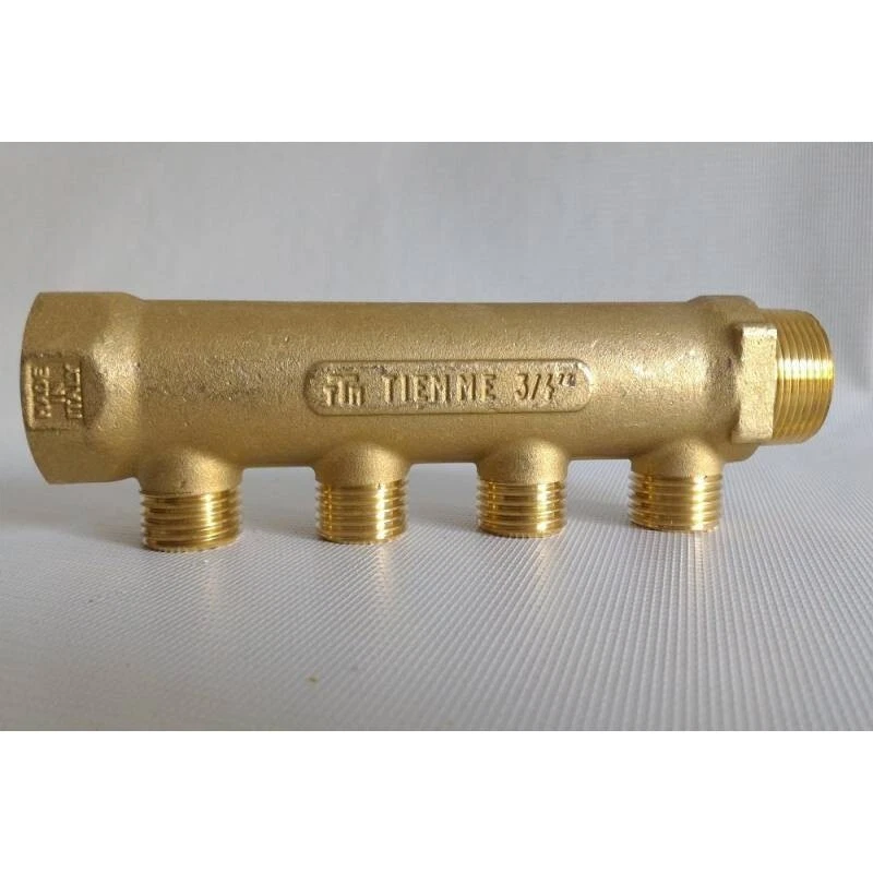 Collettore Tiemme Semplice da 1"1/4 Pollice in Ottone Uscite 3/4 Eurocono