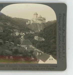 Historic Carlstein Castle Near Prague Czechoslovakia Keystone Stereoview - Picture 1 of 2