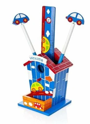 Boite a stylos bleue au theme de voitures pour garcon - Photo 1/4