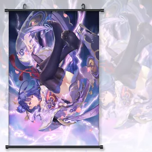 Collection Genshin Impact Raiden Shogun Wall Scroll Poster Decor Gift 60X90cm #3 - Picture 1 of 5