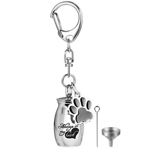 Stainless Steel Mini Pet Urns Keychain Keyring Ashes Cremation Holder Keepsake - Picture 1 of 8
