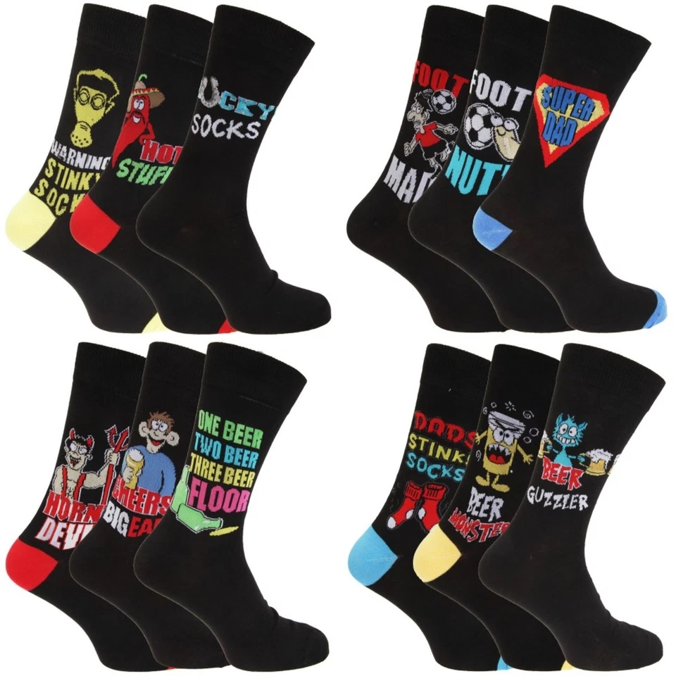 6 calcetines divertidos para hombre broma eslogan comedia novedad personaje REINO UNIDO 6-11 Foto 1 de 1
