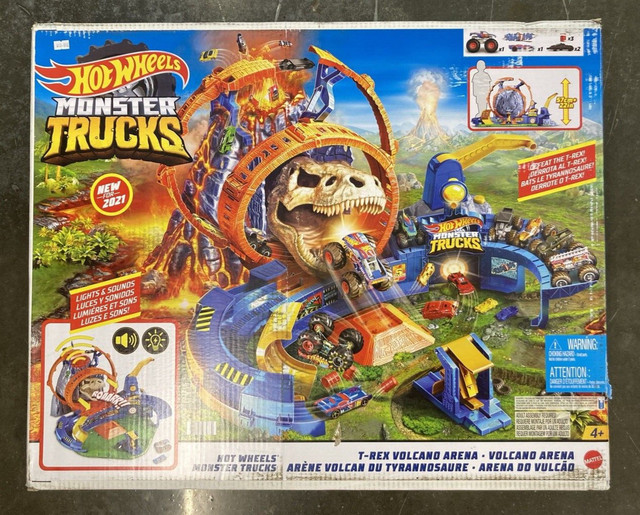 Hot Wheels Monster Trucks - Pista T-Rex Volcão Arena