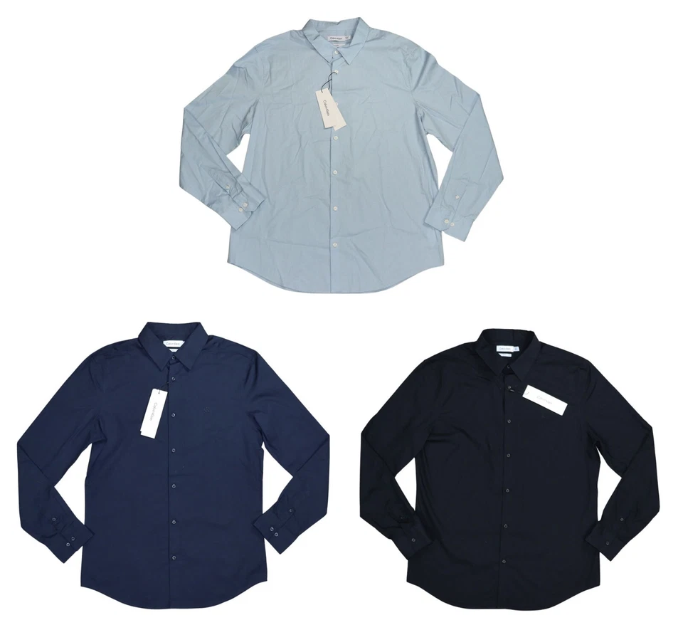 Camisa para hombre Calvin Klein ajustada monograma logotipo CK manga larga con botones nueva con etiquetas Foto 1 de 1