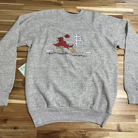 Vintage St. Louis Cardinals STL Raglan Sweatshirt 80S Men’s L Gray Wired To Run Cover