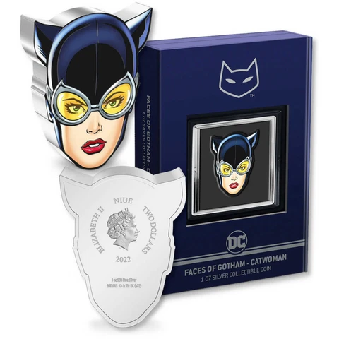 DC Faces of Gotham Catwoman Fine Silver Proof 2022 Niue COA SKU:OPC14 Cover