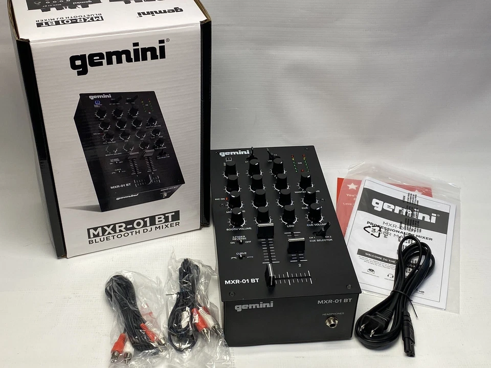 Gemini MXR-01BT 2 Channel Professional DJ Mixer With Bluetooth Input.