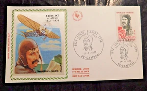 Louis BLERIOT, aviation Cambrai FDC BLERIOT SILK ENVELOPE 1ST DAY 01071972 - Picture 1 of 1