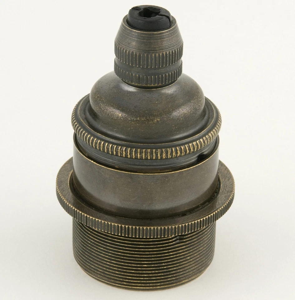 E27 Light Bulb Lamp holder With Cord Grip Antique Brass c/w Shade Ring (A46A) - Image 1 of 1