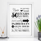 Personalised Special 50th Birthday  Framed Print Gift Wall Art Present Gifts