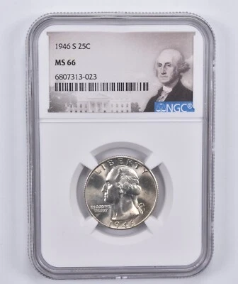 1946-S Washington Quarter Silver 25c Quarter MS66 NGC S/S FS501 - Image 1 of 4