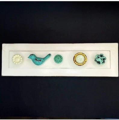 升级版 5 钩外套架壁挂实木蓝色鸟花异想天开 — 第 1/4 张图片