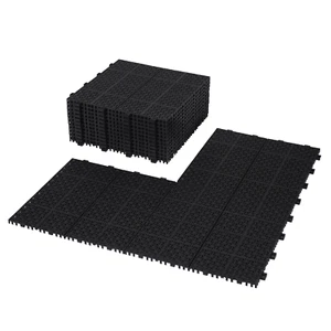 12 x 12 Inch Black Interlocking Deck Tiles Plastic Waterproof Outdoor All Weathe - Picture 1 of 20